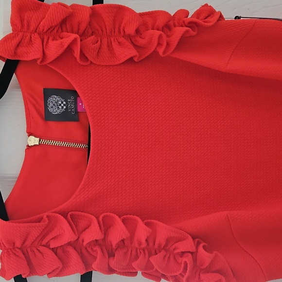 Vince Camuto Elegant Red-Orange Sleeveless Dress - Picture 2 of 2